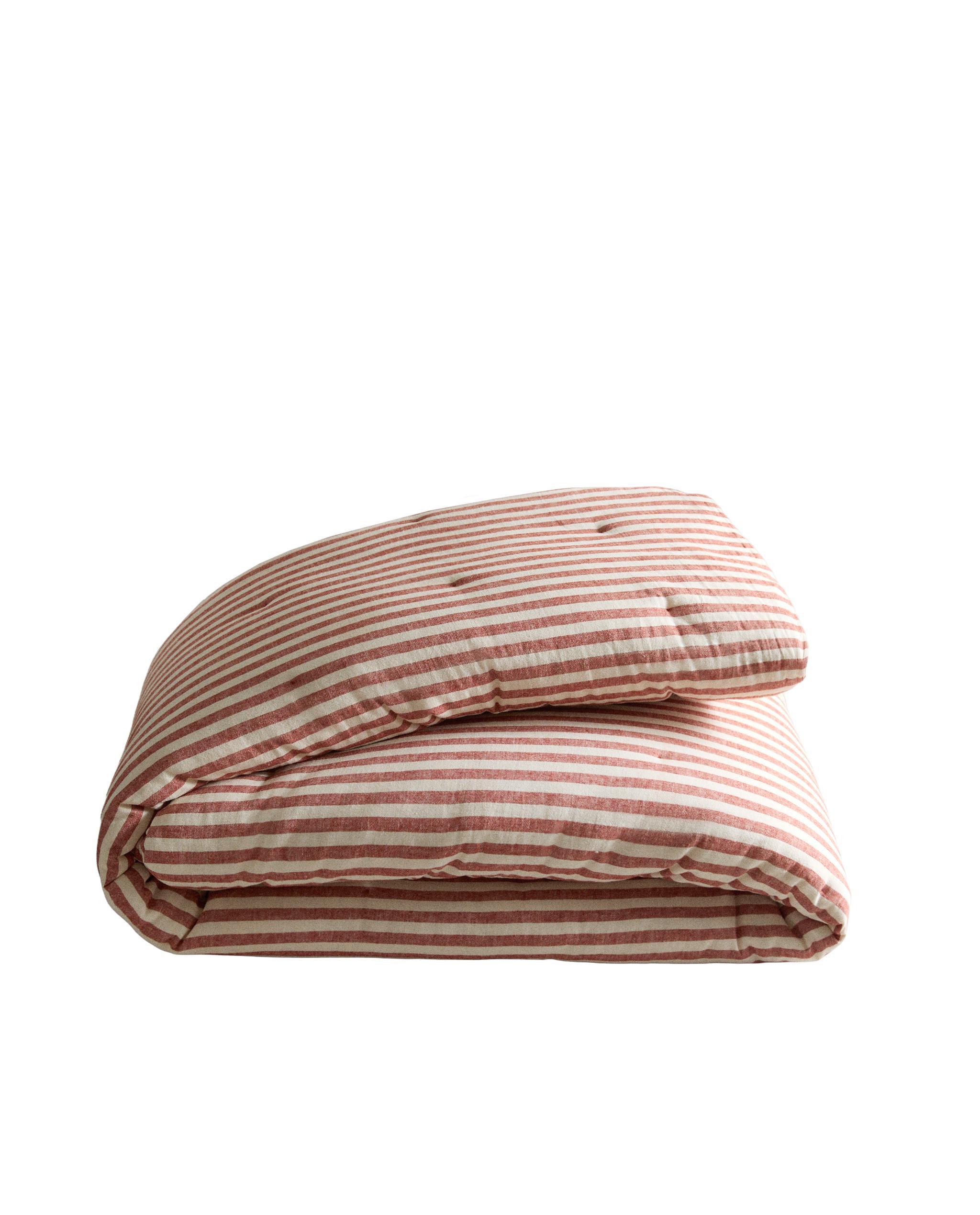 KIDS' STRIPED LINEN AND COTTON QUILTED BEDSPREAD