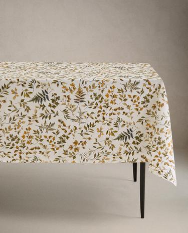 TOALHA DE MESA DE ALGODÃO RESINADO COM FOLHAS