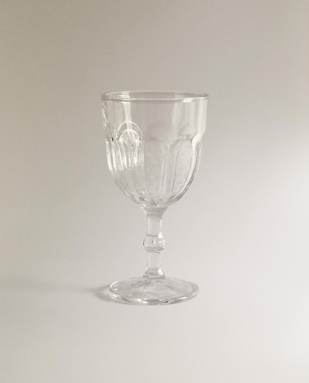 レリーフフラワー ガラス ゴブレット