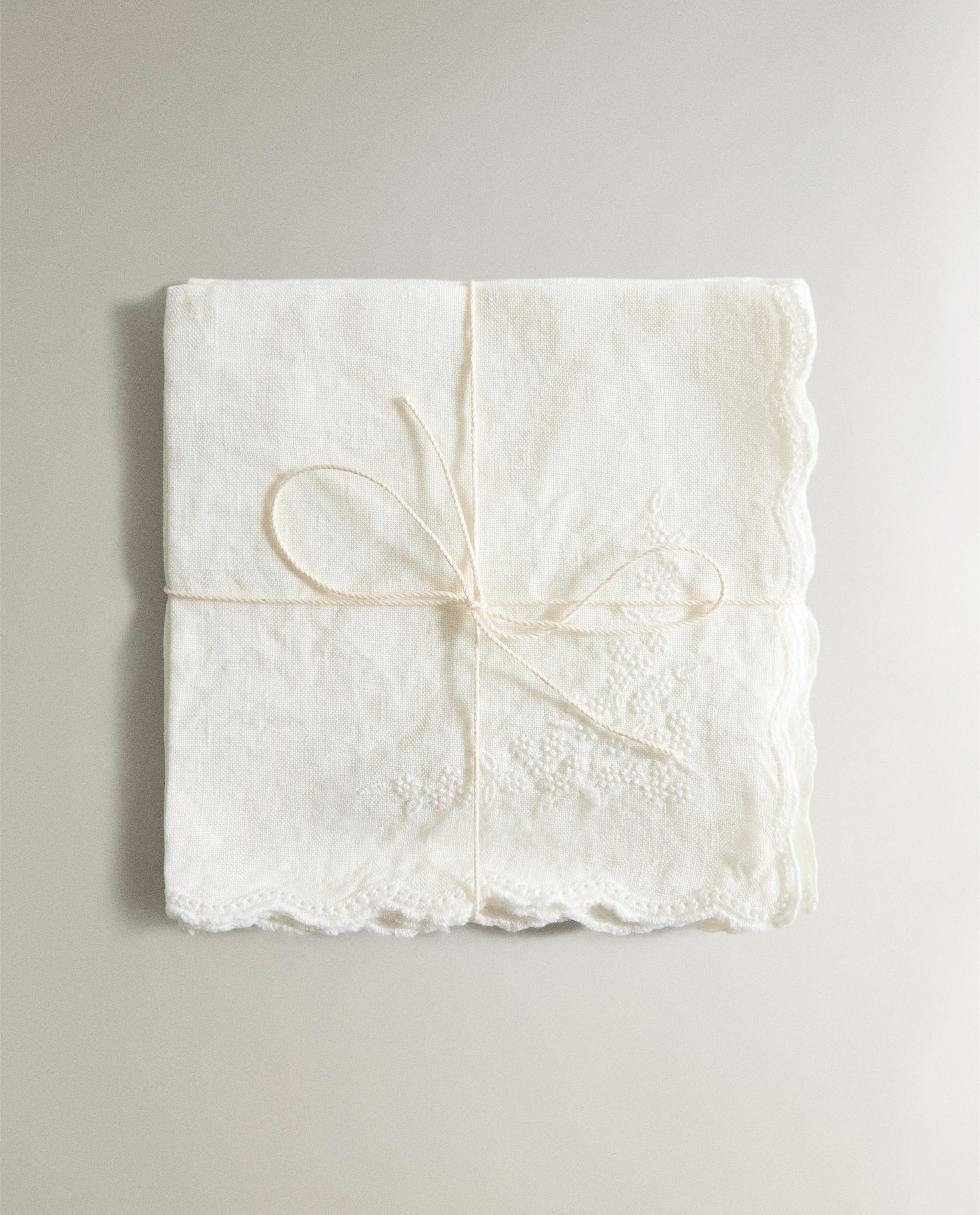 PACK OF EMBROIDERED WASHED LINEN HAND TOWELS (PACK OF 2) product thumbnail 3