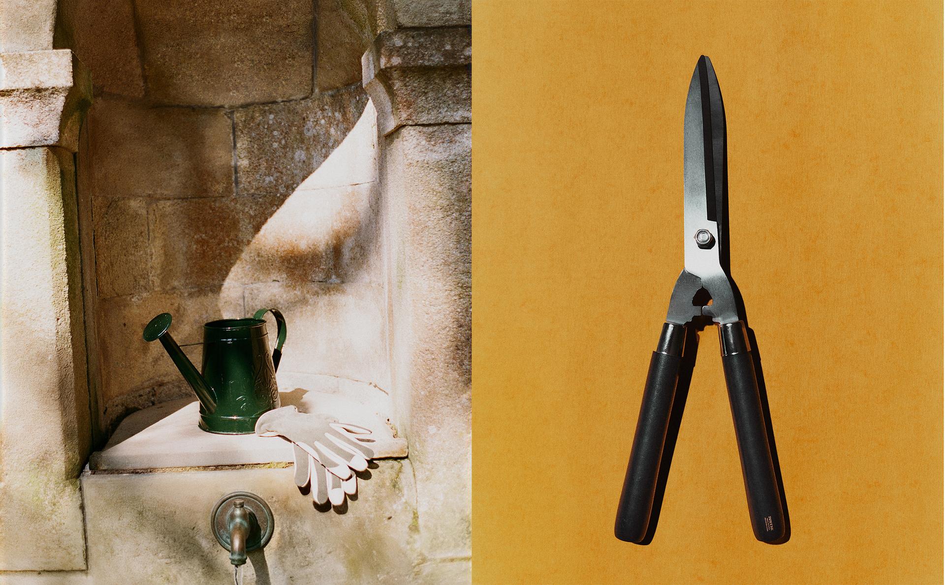 GARDEN WATERING CAN AND SCISSORS GARDEN WATERING CAN AND SCISSORS