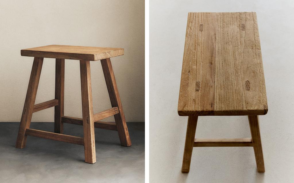 Low elm wood Stool