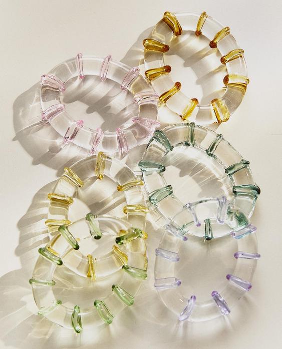 SET OF GLASS NAPKIN RINGS (SET OF 6)