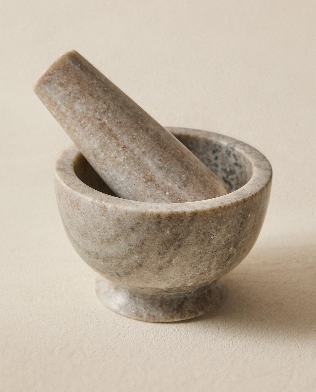 MARBLE PESTLE AND MORTAR