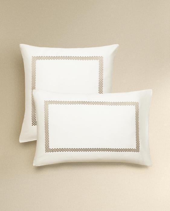 GEOMETRIC EMBROIDERED SATEEN PILLOWCASE