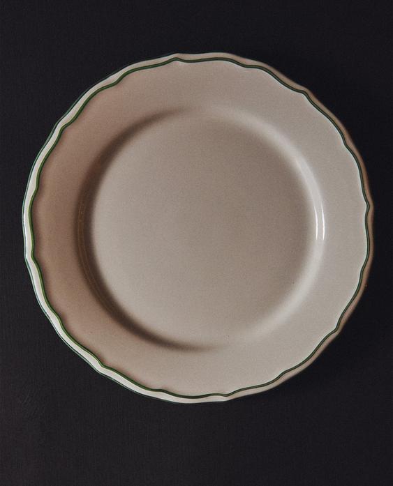 EARTHENWARE DINNER PLATE WITH CONTRAST EDGE