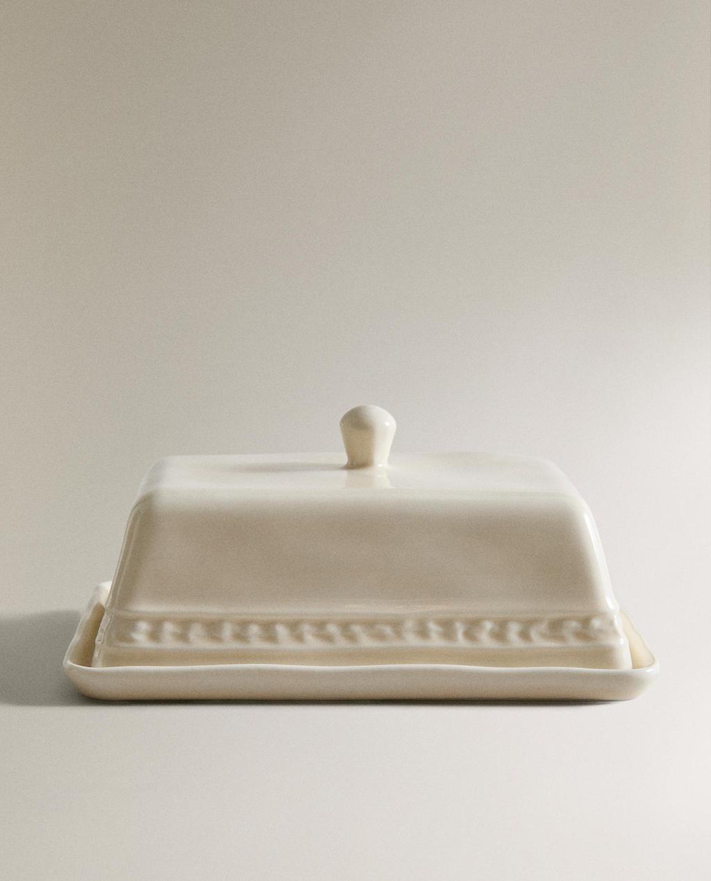 RAISED STONEWARE BUTTER DISH