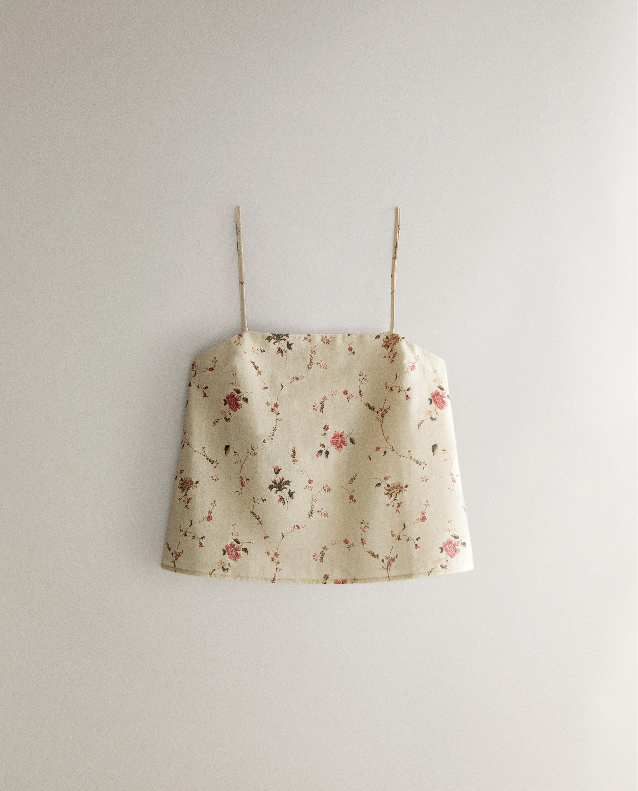 FLORAL PRINT LINEN AND COTTON TOP | KATHARINE POLE product thumbnail 4