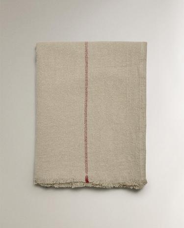 STRIPED LINEN THROW
