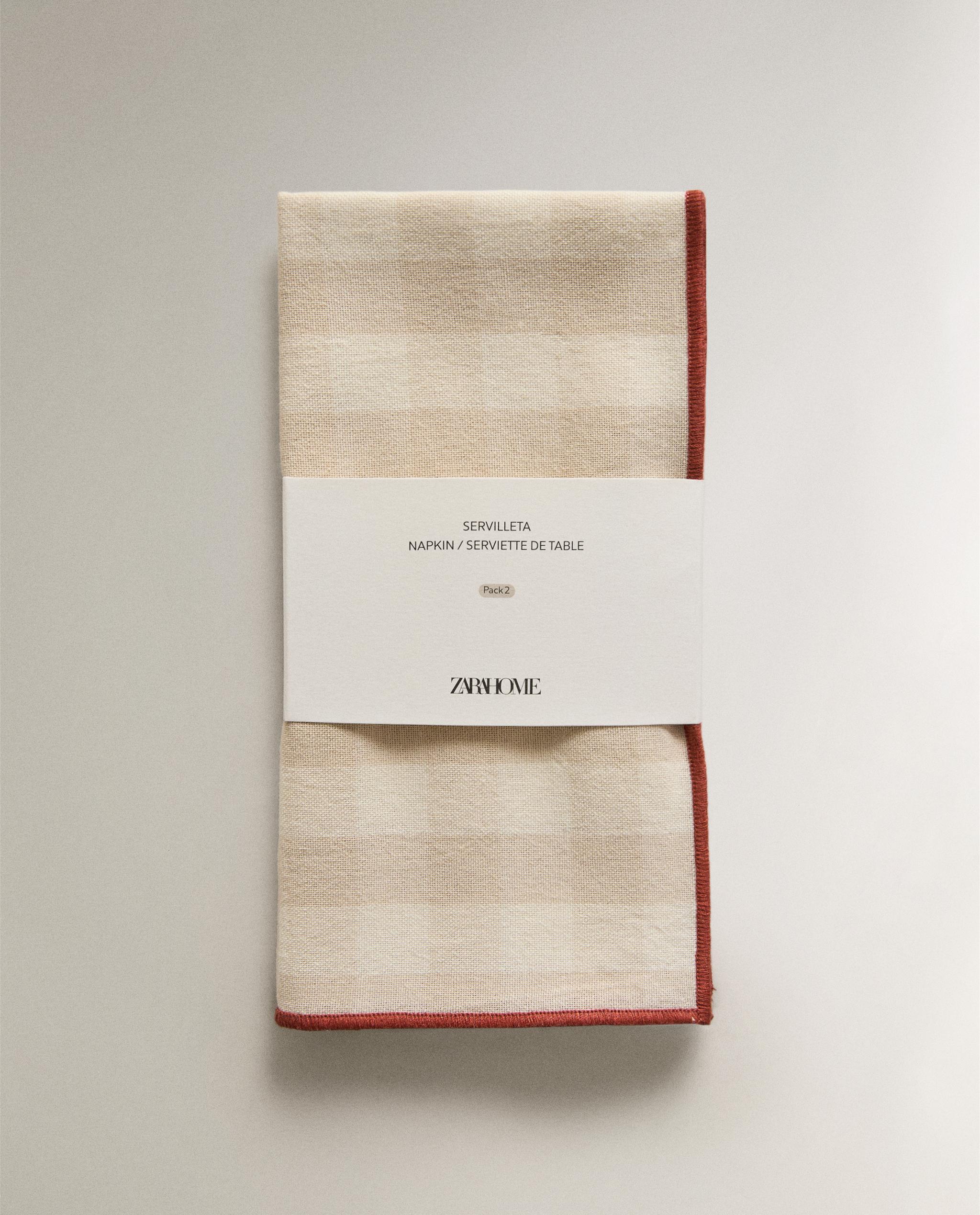 PACK OF CHECK NAPKINS WITH TOPSTITCHING (PACK OF 2) product thumbnail 4