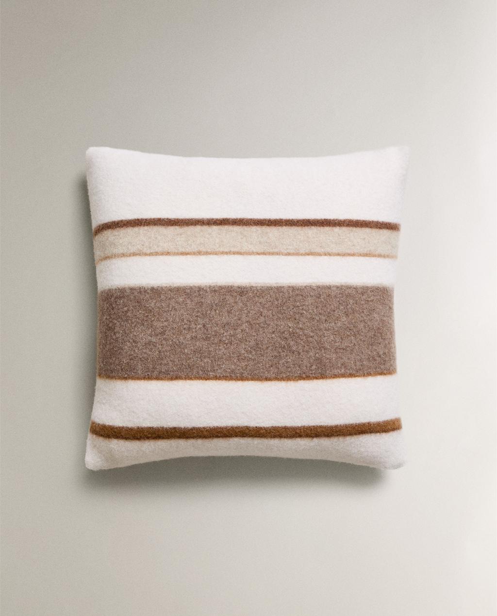 STRIPED MANTECO WOOL CUSHION COVER