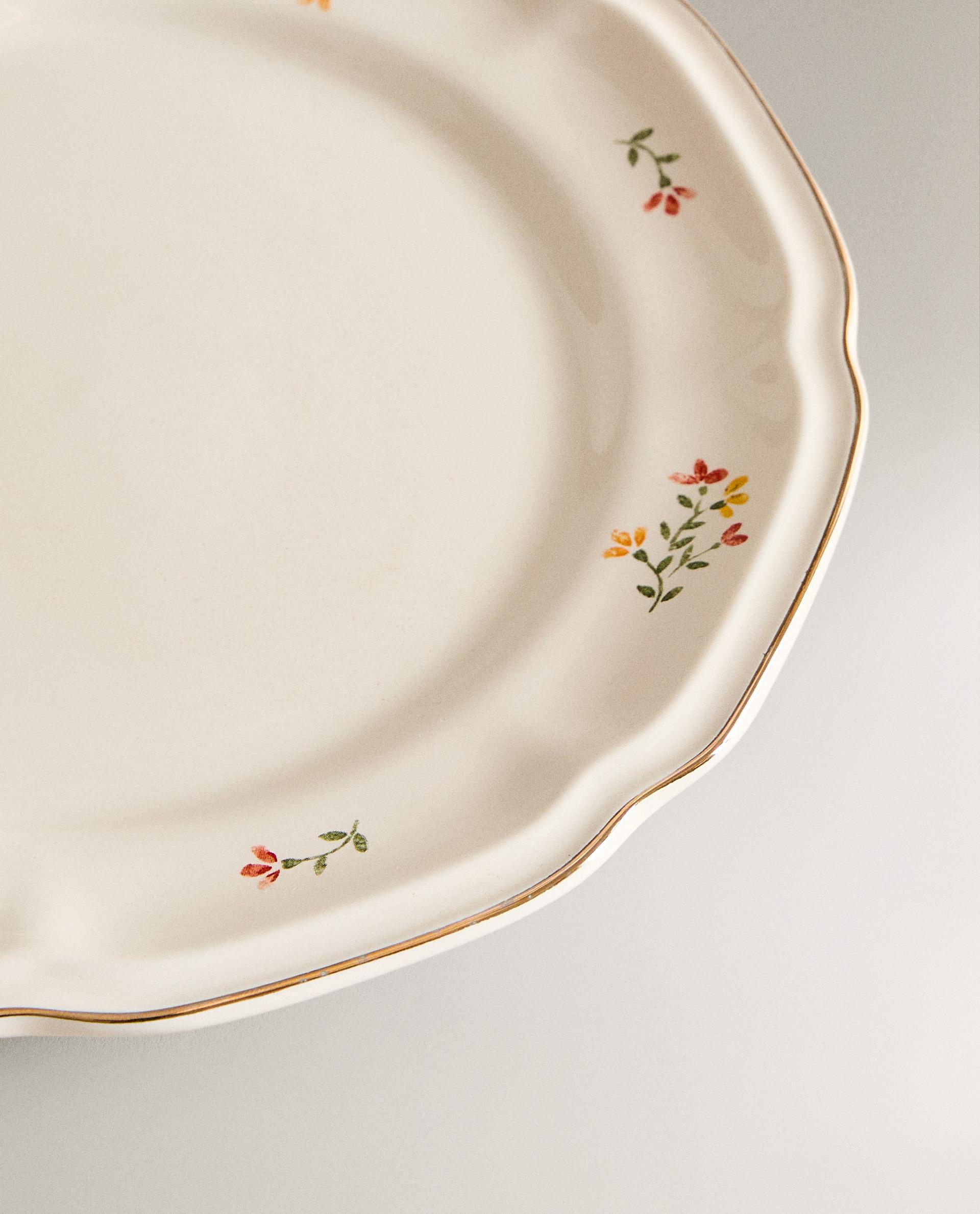 PORCELAIN DESSERT PLATE WITH FLORAL PRINT product thumbnail 6