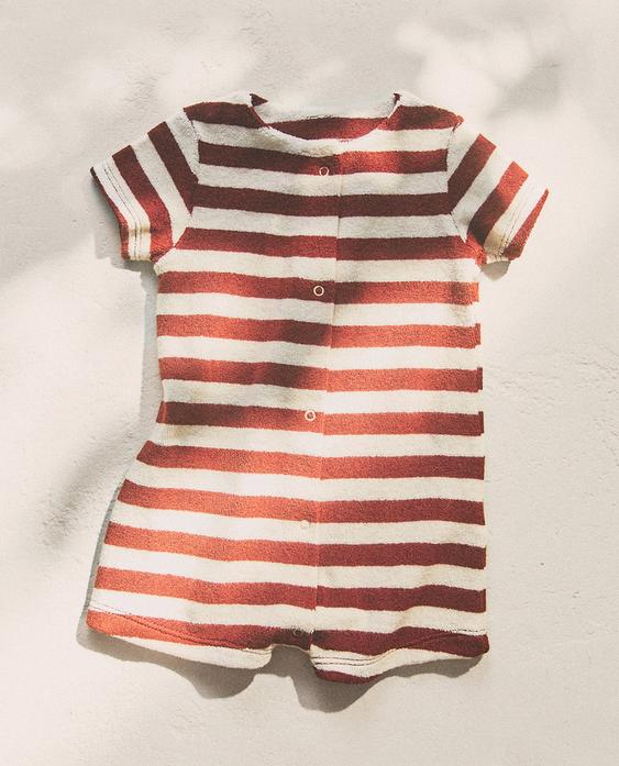 STRIPED TERRY BEACH BABY ROMPER STRIPED TERRY BEACH BABY ROMPER