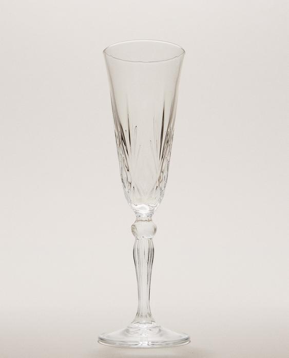 ENGRAVED CRYSTALLINE FLUTE GLASS