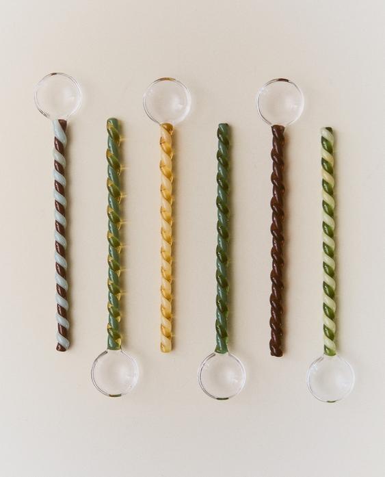 PACK OF MULTICOLOR GLASS SPOONS (PACK OF 6) PACK OF MULTICOLOR GLASS SPOONS (PACK OF 6)