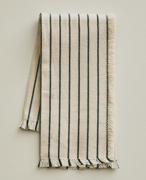 PACK SERVIETTES RAYURES ET FRANGES (LOT DE 2)