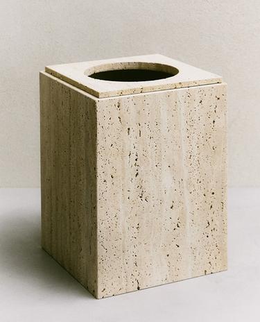 BEIGE MARBLE BATHROOM TRASH CAN BEIGE MARBLE BATHROOM TRASH CAN