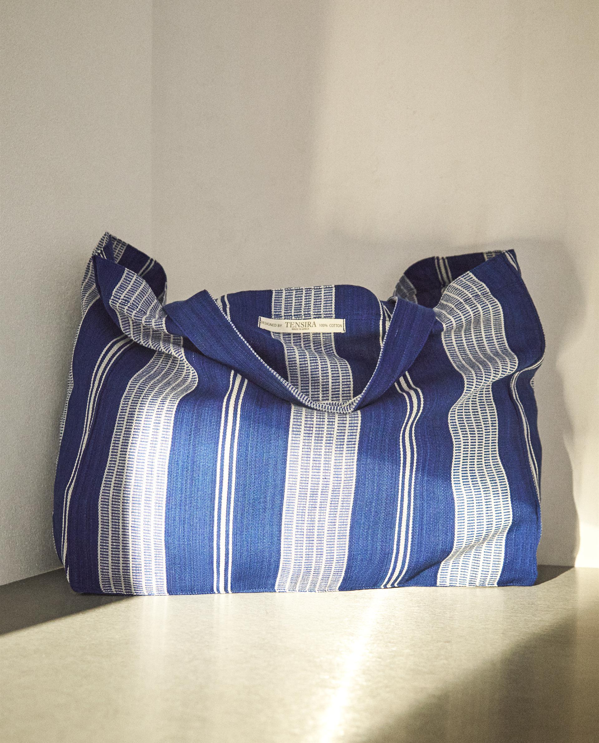 STRIPED COTTON TOTE BAG X TENSIRA