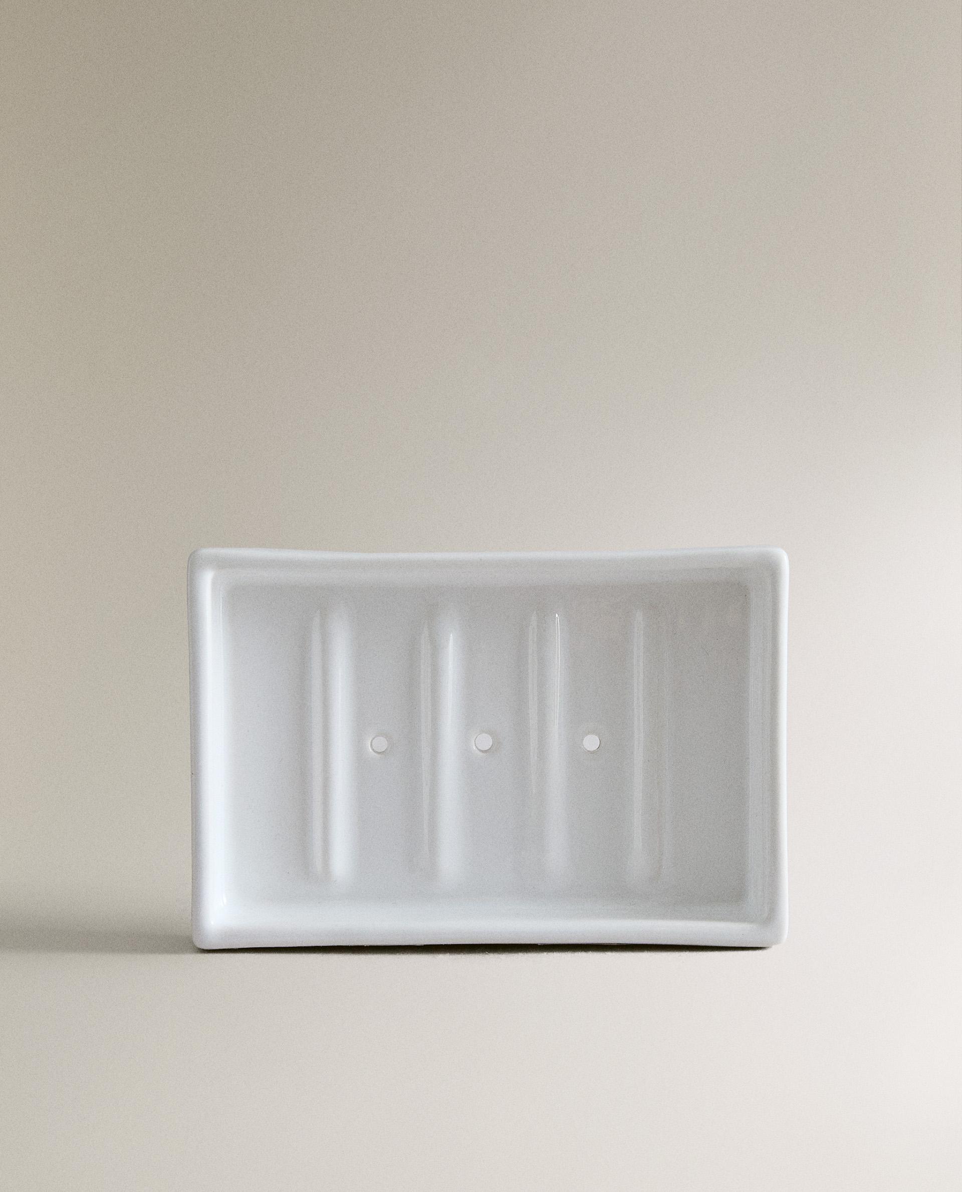 WHITE EARTHENWARE BATHROOM SOAP DISH product thumbnail 4