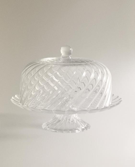 STRIPED GLASS CAKE STAND