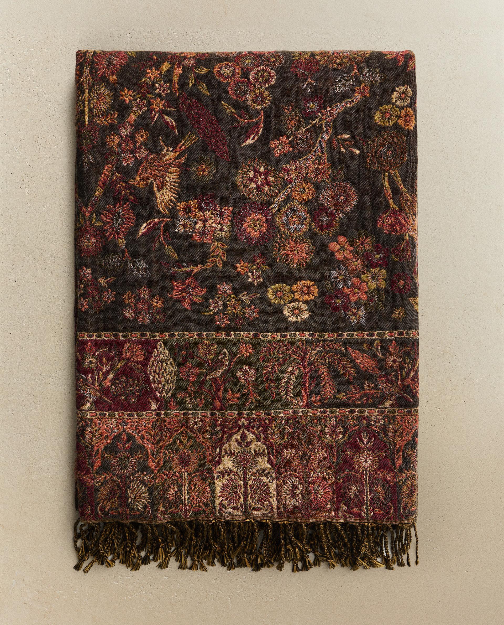 PLAID JACQUARD FLEURS