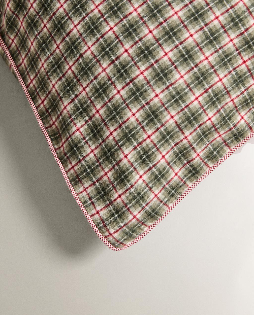 CHILDREN’S CHRISTMAS CHECK FLANNEL PILLOWCASE