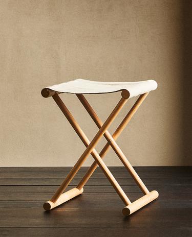 LINEN ASH FOLDING STOOL