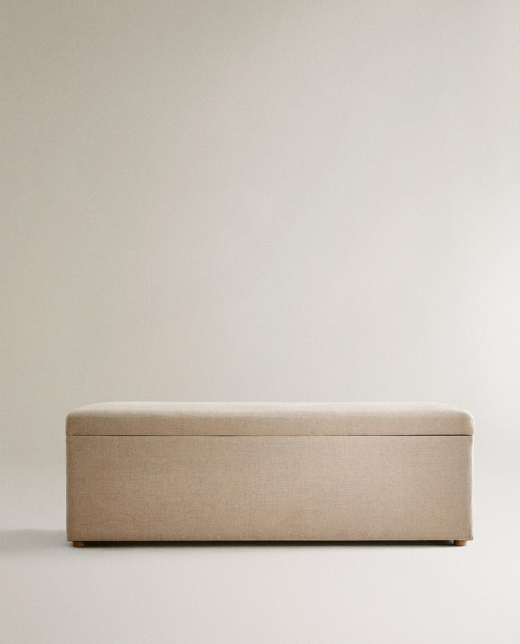 WOOD AND LINEN STORAGE BENCH