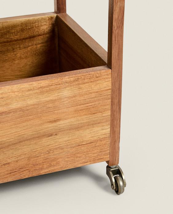 Acacia Wood Storage Unit with Wheels - Versatile & Mobile
