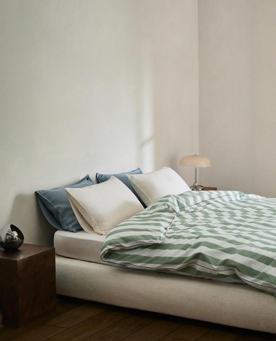 STRIPED WASHED COTTON DUVET COVER