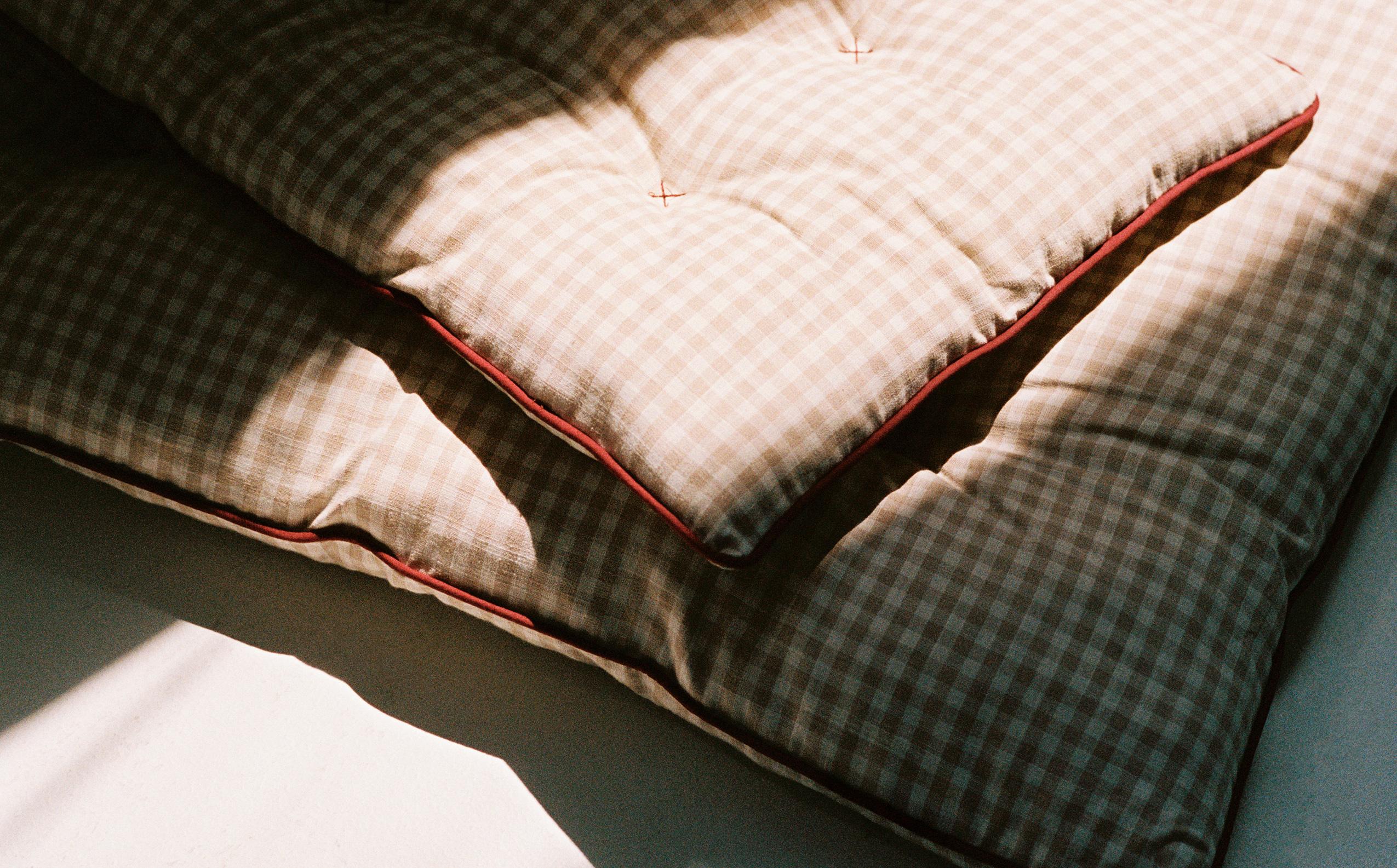 CHECK PET FLOOR CUSHION WITH PIPING