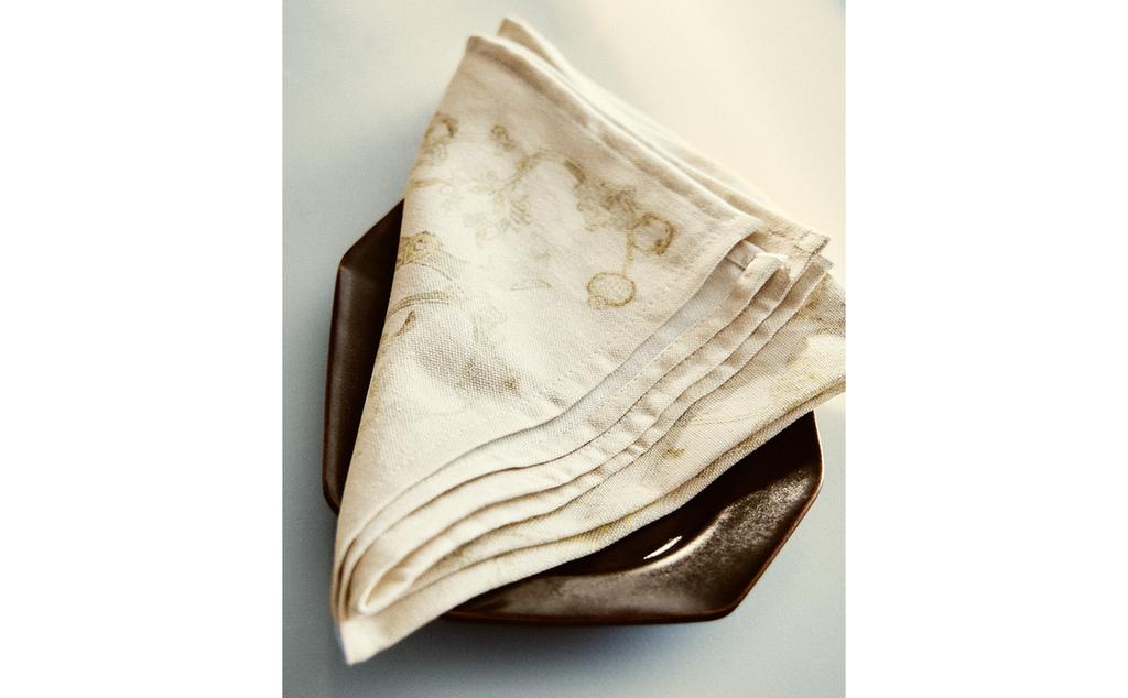 LOT DE SERVIETTES DE TABLE IMPRIMÉ DAMAS (LOT DE 2)