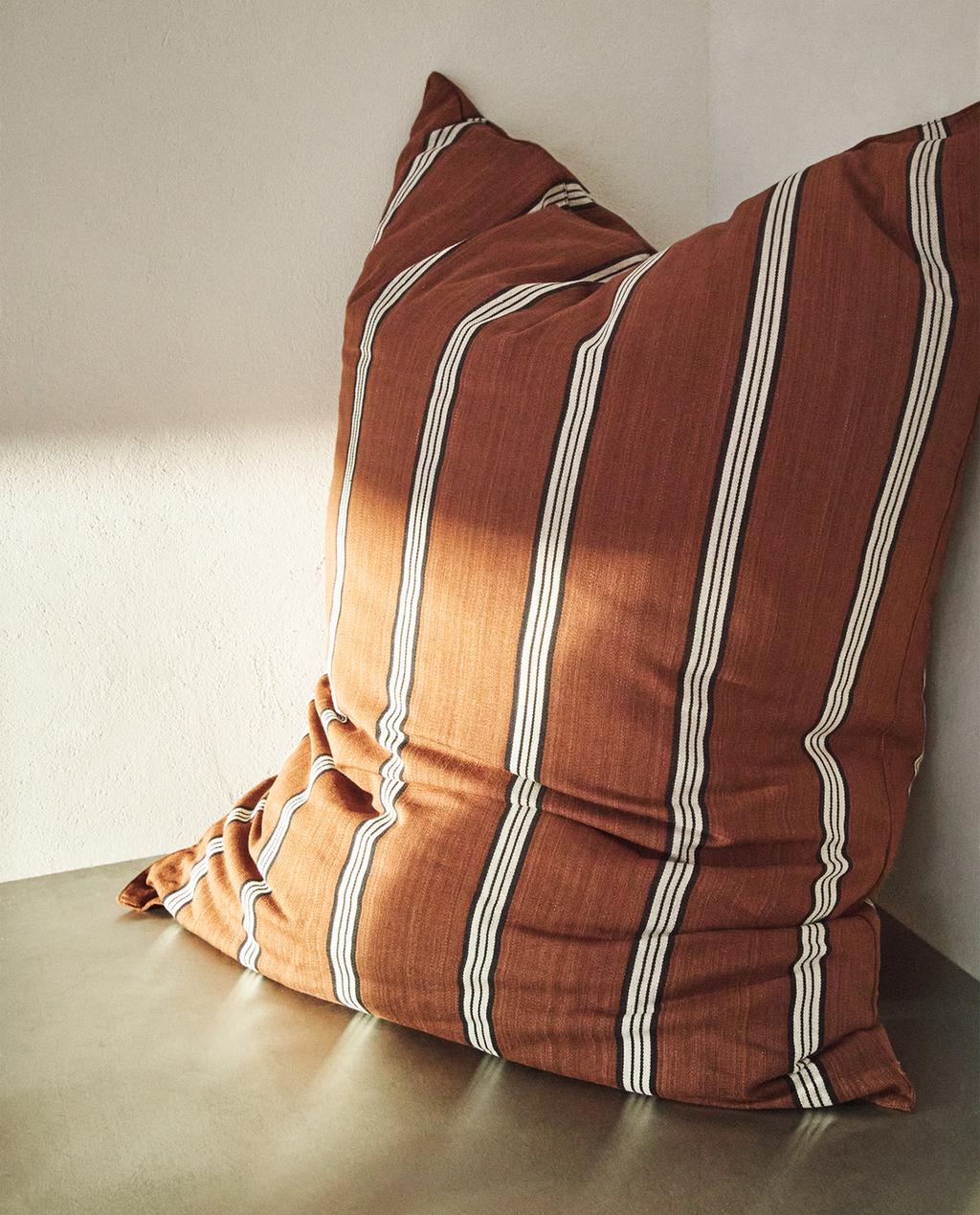 STRIPED COTTON THROW PILLOW COVER X TENSIRA