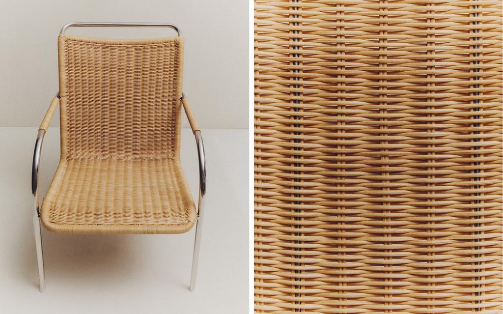 FAUTEUIL ROTIN ET ACIER