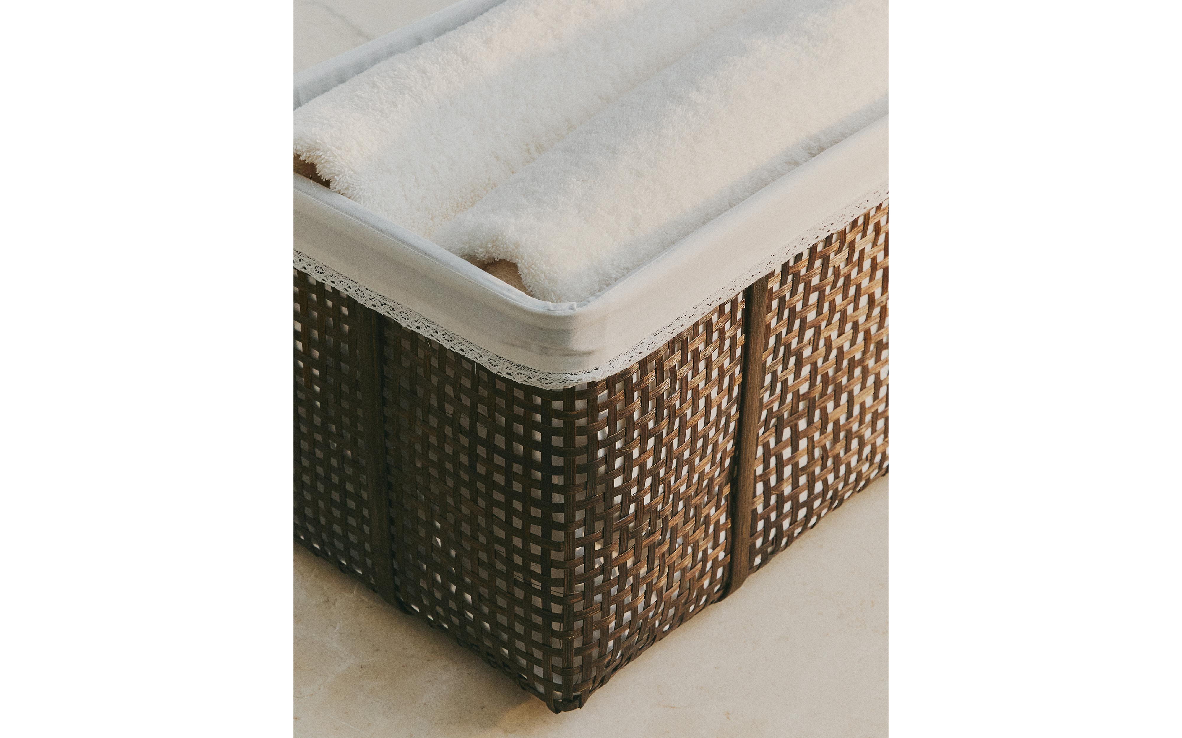 BAMBOO BASKET WITH LACE TRIM product thumbnail 2