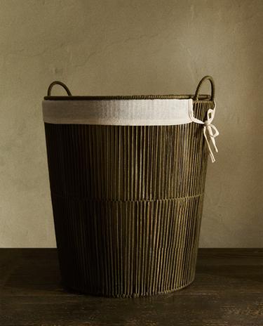 FABRIC-LINED LAUNDRY BASKET