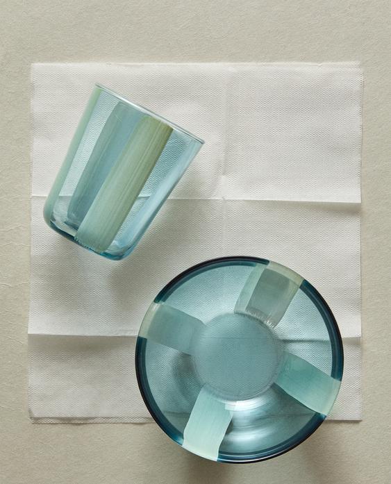 COLOURED STRIPED GLASSWARE SET