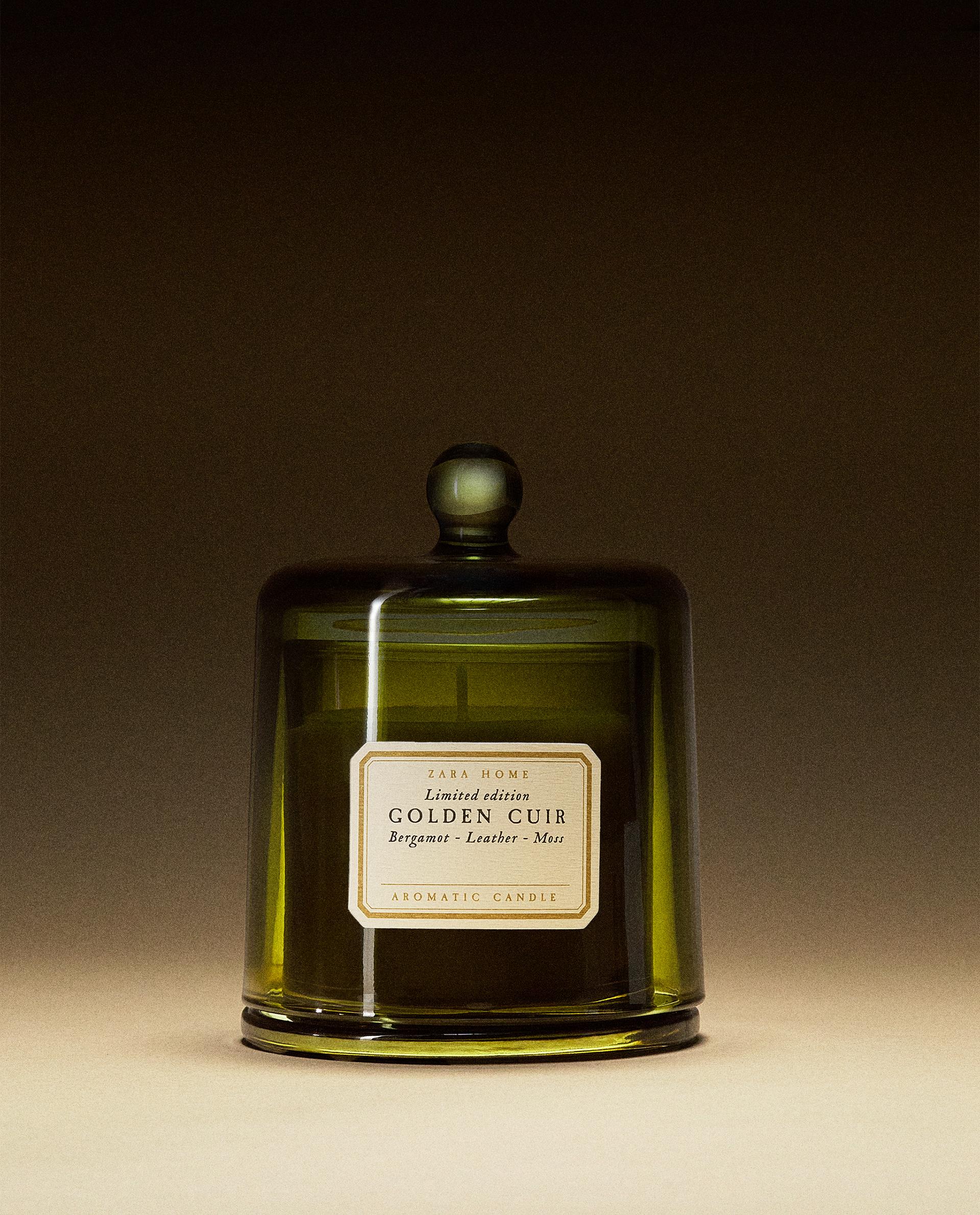 140 G) GOLDEN CUIR SCENTED CANDLE - Bathroom trash cans