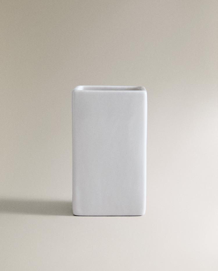 PORTA-ESCOVA DE DENTES DE CERÂMICA BRANCA