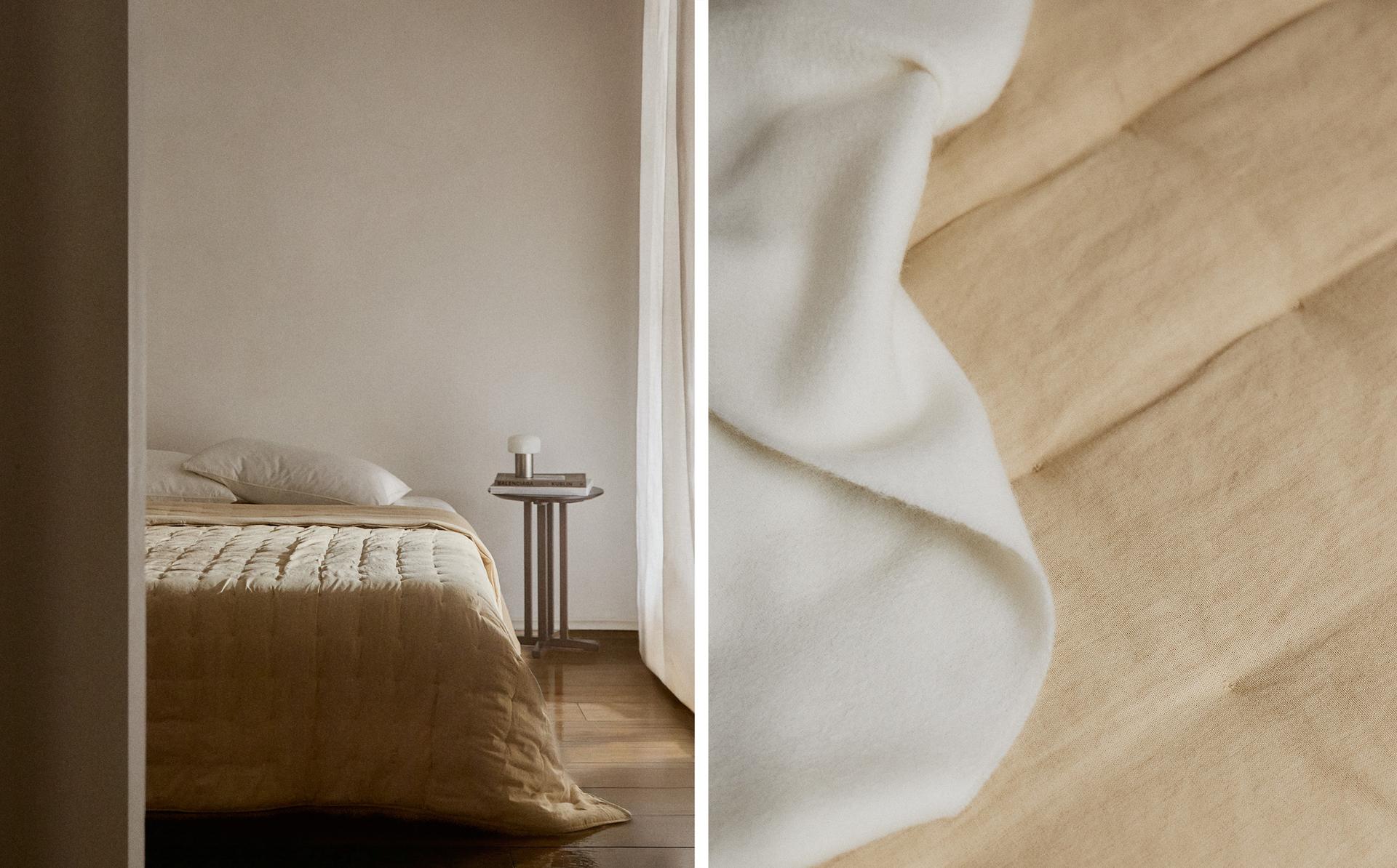 LINEN AND COTTON QUILTED BEDSPREAD LINEN AND COTTON QUILTED BEDSPREAD