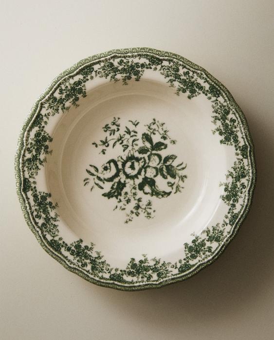 FLORAL EARTHENWARE SOUP PLATE