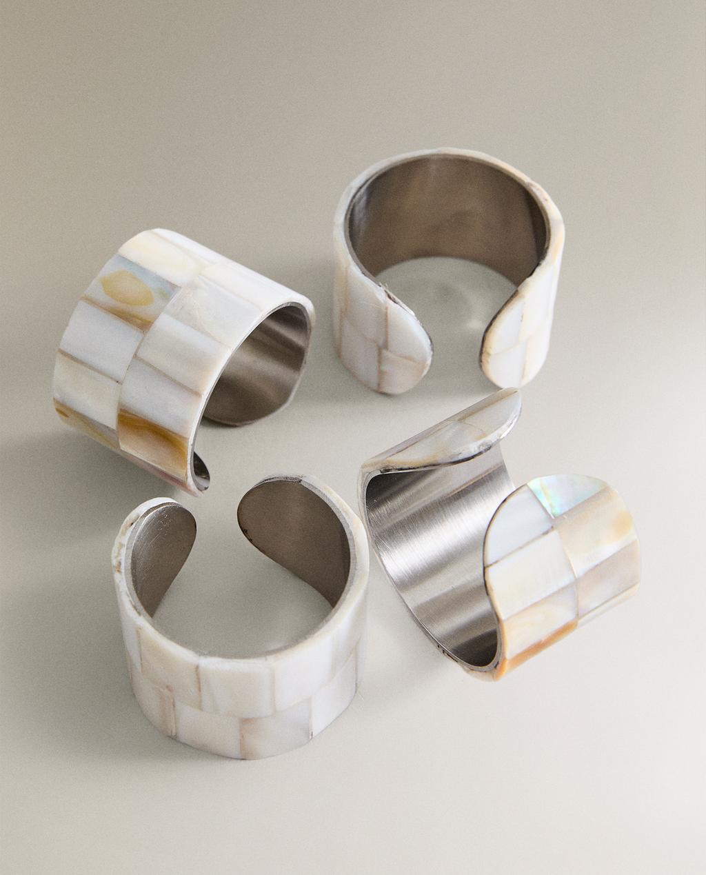 MOTHER-OF-PEARL NAPKIN RINGS (PACK OF 4)