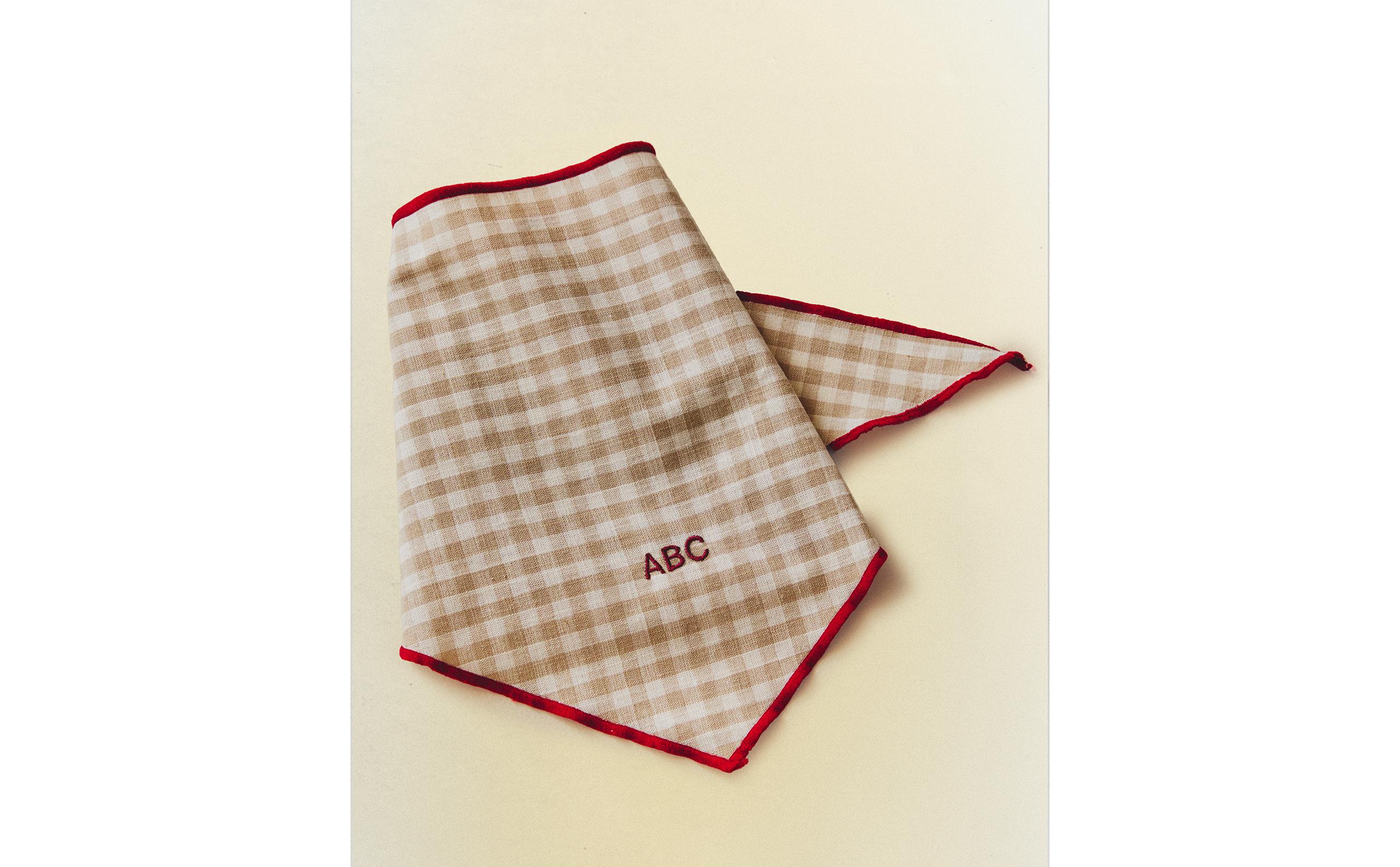 CHECK LINEN AND COTTON PET BANDANA