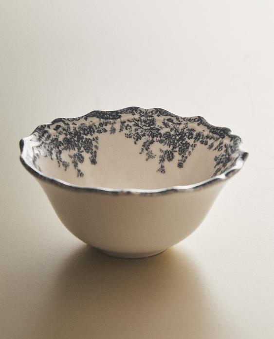 FLORAL EARTHENWARE SNACK BOWL