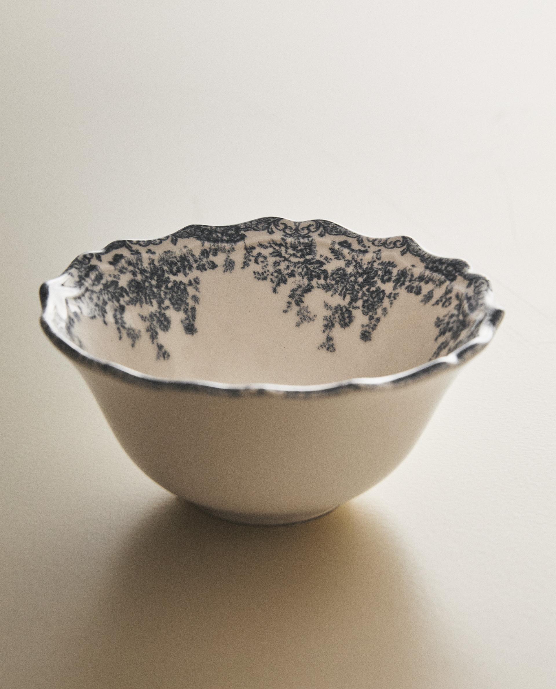 FLORAL EARTHENWARE SNACK BOWL FLORAL EARTHENWARE SNACK BOWL