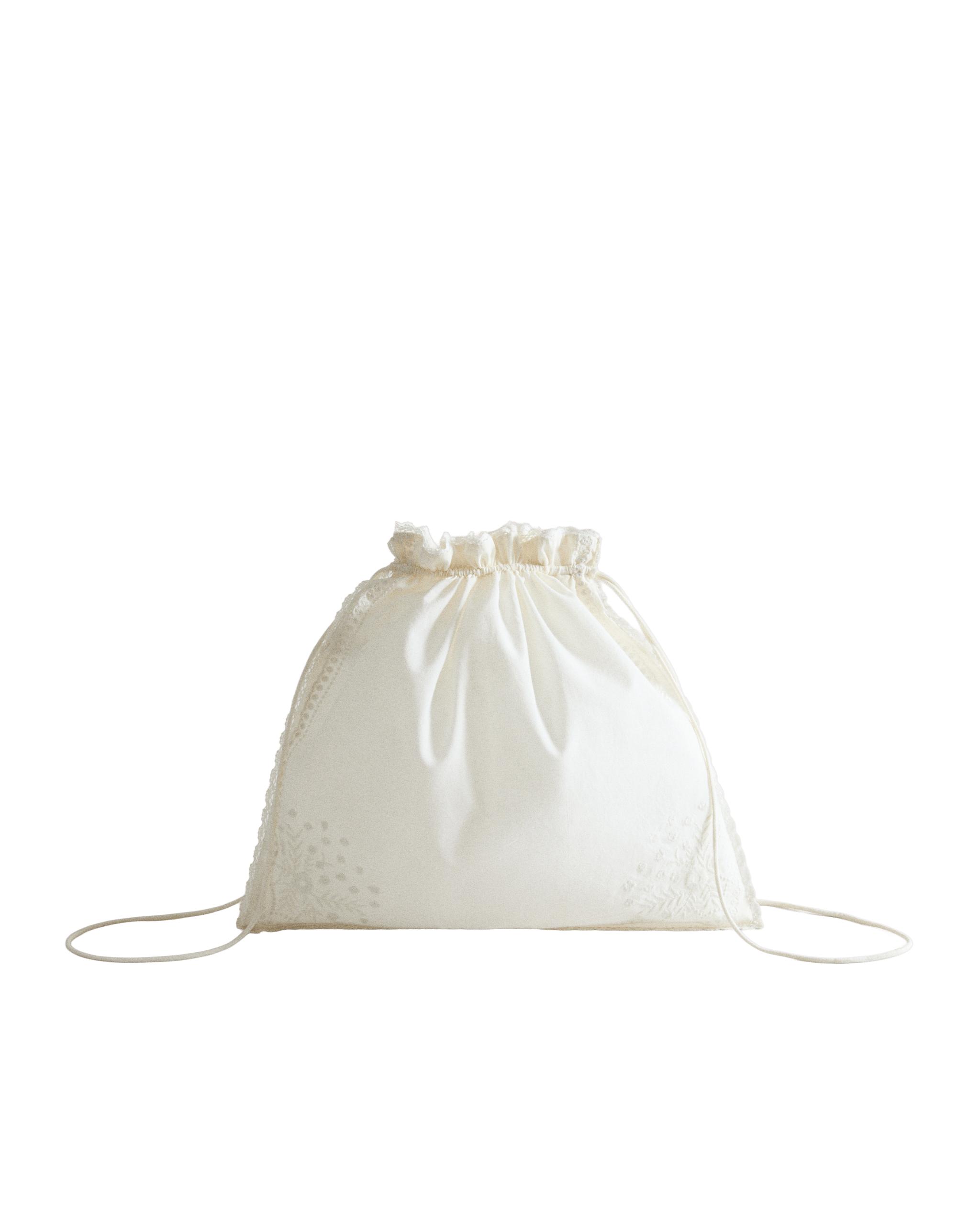 EMBROIDERED COTTON CLOTHING BAG WITH LACE TRIM product thumbnail 5