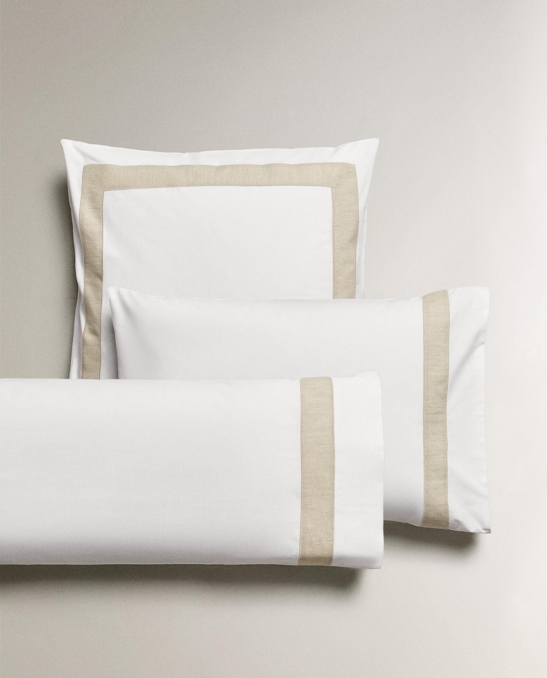 Zara Home Pillowcase with Linen Border White