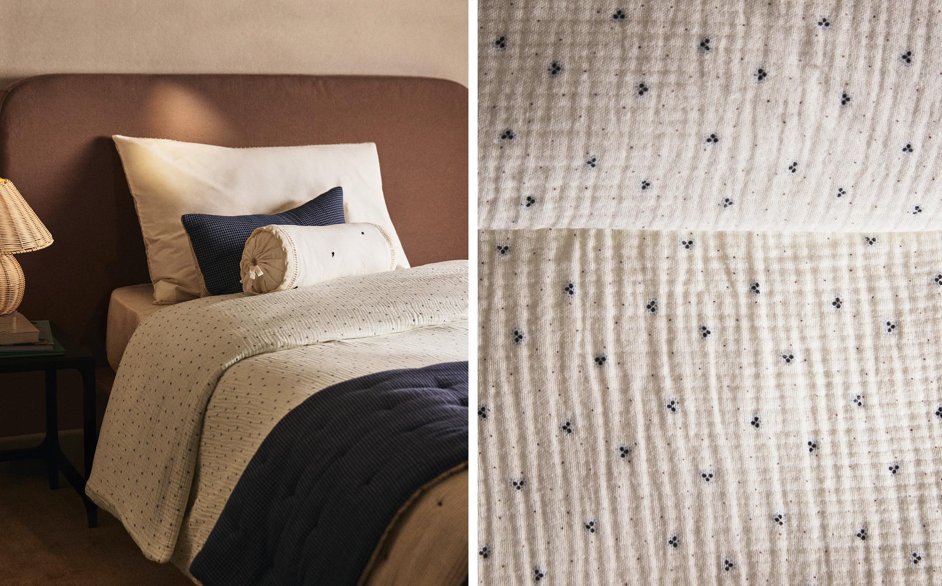 KIDS' COTTON DUVET COVER WITH DOTS