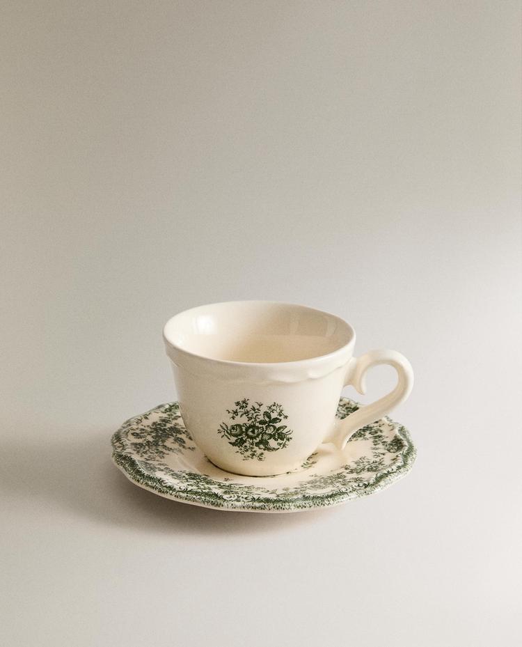 TAZA DE CAFÉ CON PLATO FLORAL