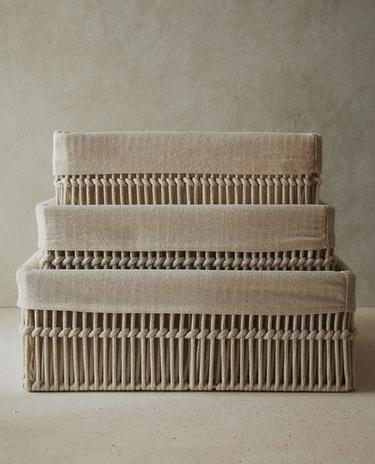 סל מלבני עם בטנה מכותנה